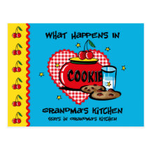 Happens In Grandma's Kitchen Recipe Card Post Cards