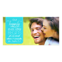 Happily Ever After Chic Save the Date Announcement Personalized Photo Card