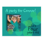 Happiness Birthday Party Invitation (aqua) Postcard