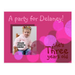 Happiness Birthday Party Invitation (cerise) Postcards