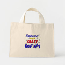 Happiness Crazy Goatlady Tote Bags