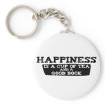 Happiness is a Cup of Tea and a Good Book Keychain