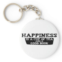 Happiness is a Cup of Tea and a Good Book Keychain