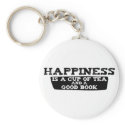 Happiness is a Cup of Tea and a Good Book keychains