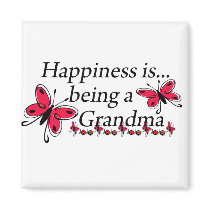 Happiness Is Being A Grandma BUTTERFLY Fridge Magnet