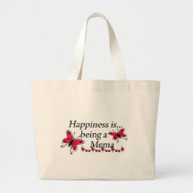 Happiness Is Being A Mema BUTTERFLY Canvas Bag