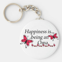 Happiness Is Being A Oma BUTTERFLY Keychain