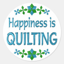 Happiness is Quilting Round Stickers