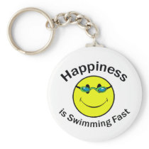 Happiness is Swimming Fast Keychains