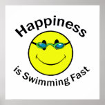 Happiness is Swimming Fast Print