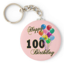 Happy 100th Birthday Gifts and Birthday Apparel Keychain