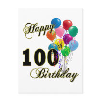Happy 100th Birthday Gifts and Birthday Apparel Post Cards