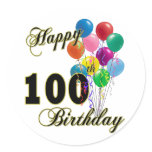 Happy 100th Birthday Gifts and Birthday Apparel Stickers