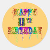 Happy 11th Birthday Balloon Stickers