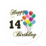 Happy 14th Birthday Gifts and Birthday Apparel stickers