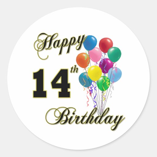 Happy 14th Birthday Gifts and Birthday Apparel Stickers