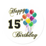 Happy 15th Birthday Gifts and Birthday Apparel stickers