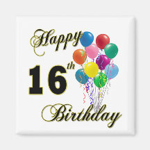 Happy 16th Birthday Gifts and Birthday Apparel Fridge Magnet