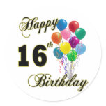 Happy 16th Birthday Gifts and Birthday Apparel stickers