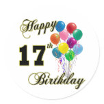 Happy 17th Birthday Design with Balloons stickers