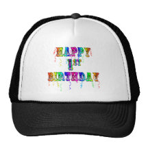 Happy 1st Birthday - Baby Birthday Baseball Cap Trucker Hat