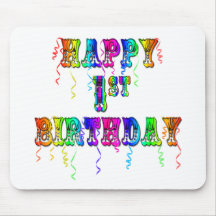 Happy 1st Birthday - Baby Birthday Mousepad