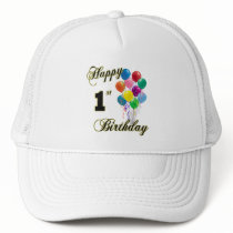 Happy 1st Birthday Baseball Caps and Hats