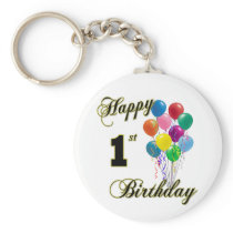 Happy 1st Birthday Keychain and Birthday Apparel