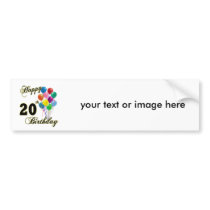 Happy 20th Birthday with Balloons Bumper Sticker