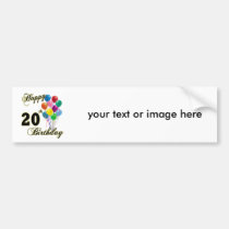 Happy 20th Birthday with Balloons bumper stickers