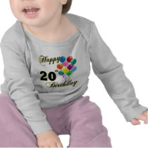 Happy 20th Birthday with Balloons Tshirt