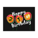 Happy 21st Birthday Colourful Balloons Postcards