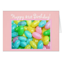 Happy 21st Birthday jellybeans greeting card