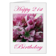 Happy 21st Birthday Pink and Green Flower Cards