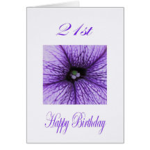Happy 21st Birthday purple Blossom Cards