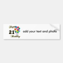 Happy 21st Birthday with Balloons bumper stickers