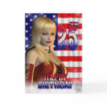 Happy 25th Birthday, American Flag, USA cards