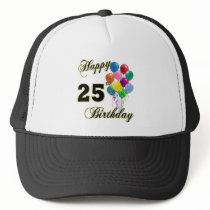 Happy 25th Birthday Gifts with Balloons Hats