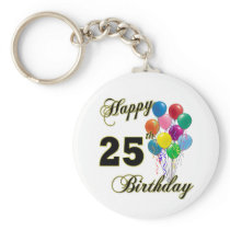 Happy 25th Birthday Gifts with Balloons Keychains