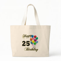 Happy 25th Birthday Gifts with Balloons Tote Bags