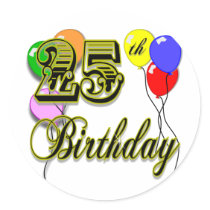 Happy 25th Birthday Merchandise Stickers