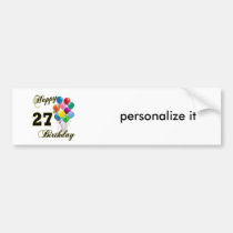 Happy 27th Birthday Gifts with Balloons bumper stickers