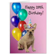 Happy 28th Birthday French Bulldog Greeting Card