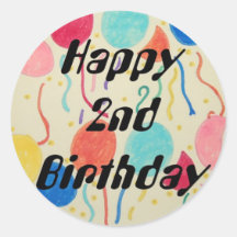 Happy 2nd Birthday Balloons And Streamers Sticker