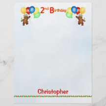 Happy 2nd Birthday Bear Scrapbook Paper 2 Flyer