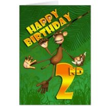 Happy 2nd Birthday Monkey Banana Card