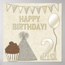Happy 2nd Birthday Poster Print