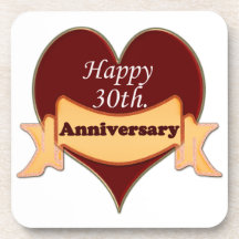 Happy 30th. Anniversary Coaster