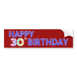 Happy 30th Birthday Design in Balloon Font Bumper Sticker