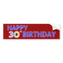 Happy 30th Birthday Design in Balloon Font Bumper Sticker